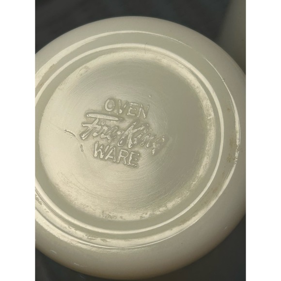 2 Vintage Fire King Ivory Off White Coffee Mug Cup D-Handle Oven Ware - Picture 2 of 12